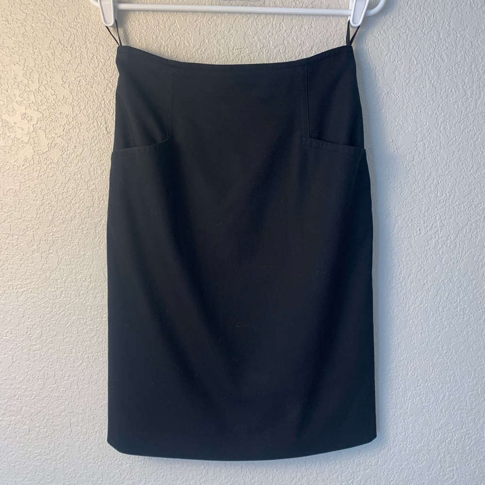 Rena Lange Black Pencil Skirt Knee-Length Workwear, 100% Cotton